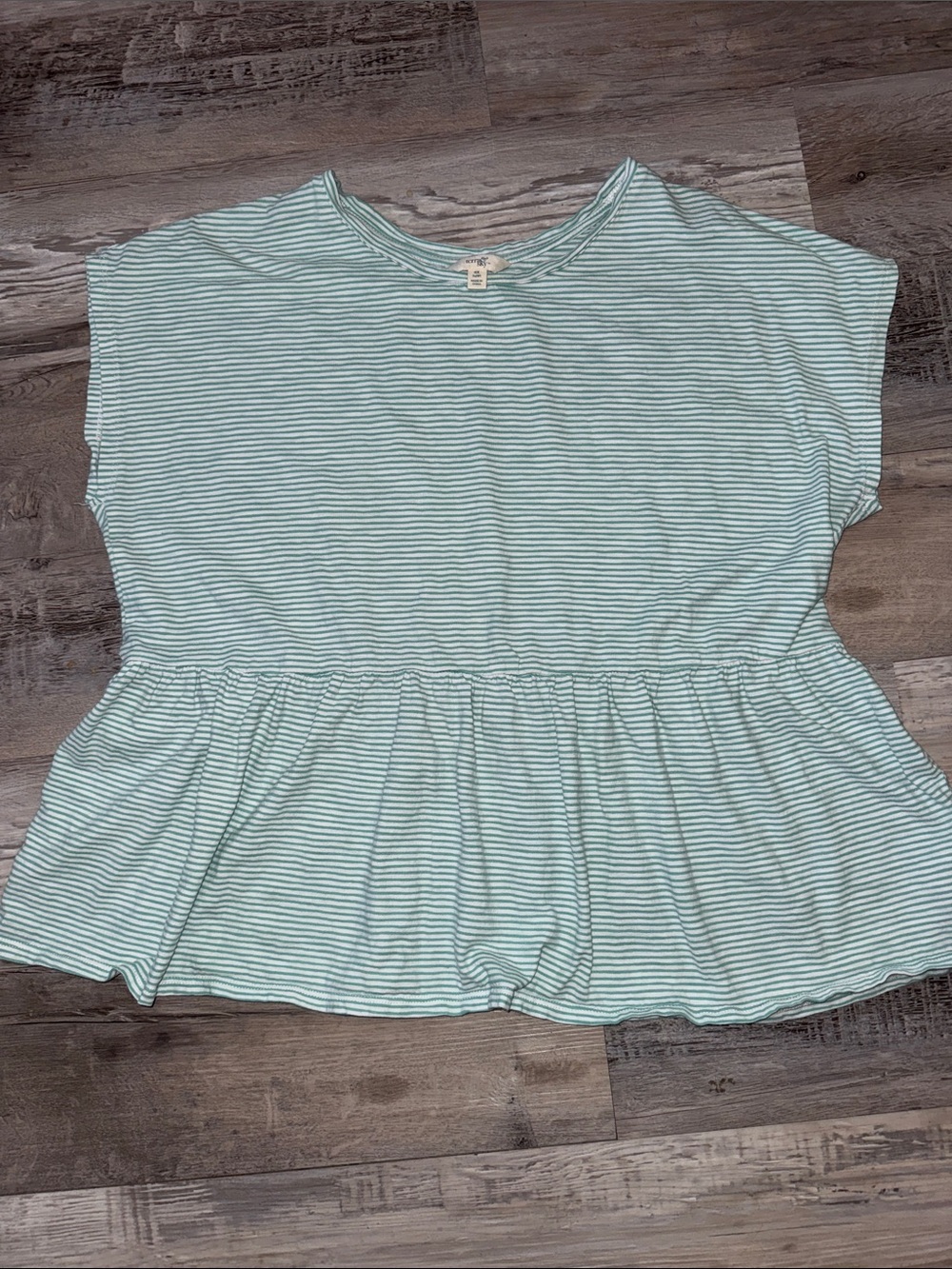 Terra & Sky Mint and White Striped Peplum Short-Sleeve Top
